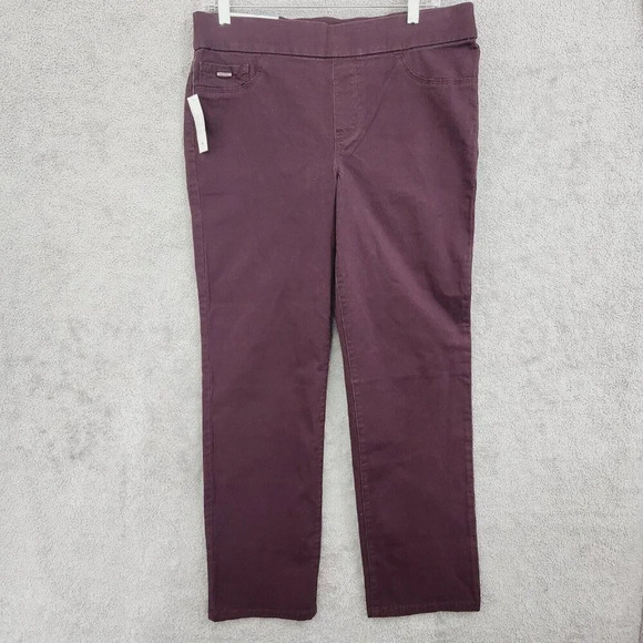 NWT Nine West Jeans Heidi Pull-On Straight Pants Stretch Maroon Sz 10    14PT - Picture 1 of 9